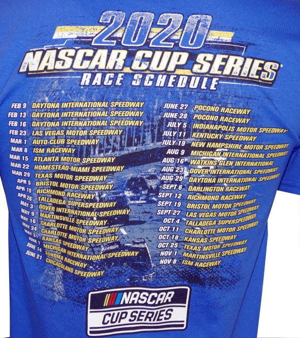 NASCAR schedule t-shirt 2020