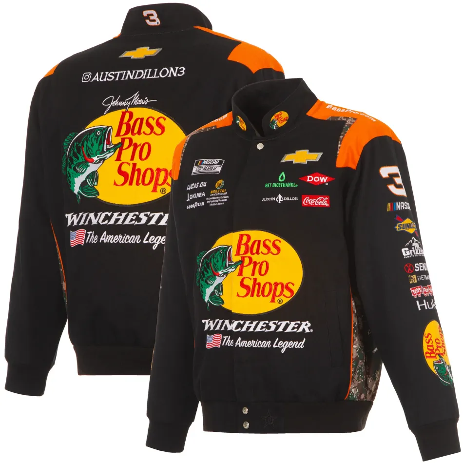 # 3 Austin Dillon - Nascar - Bass Pro Shops Full-Snap Racing Jacke in schwarz