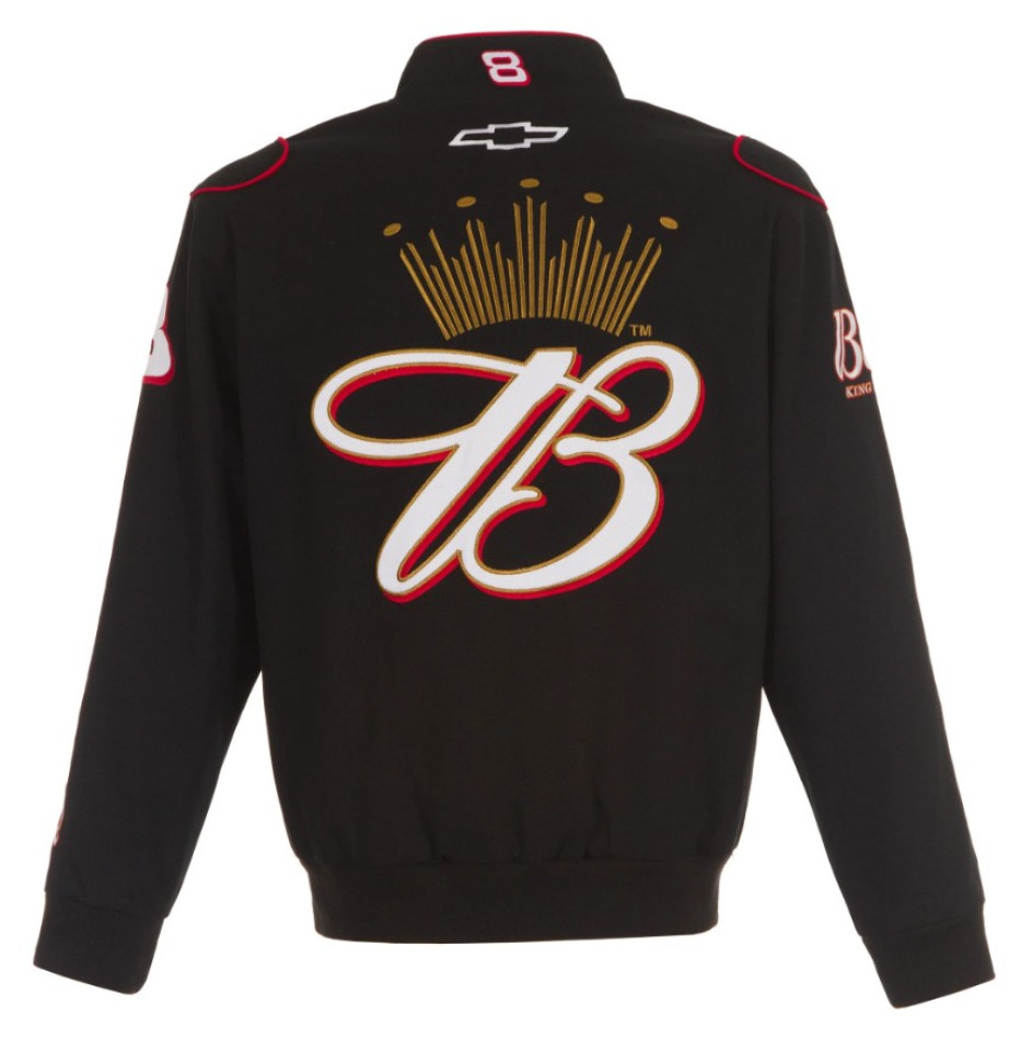 # 8 Dale Earnhardt Jr. - Full-Snap Racing Jacke Budweiser Design in schwarz
