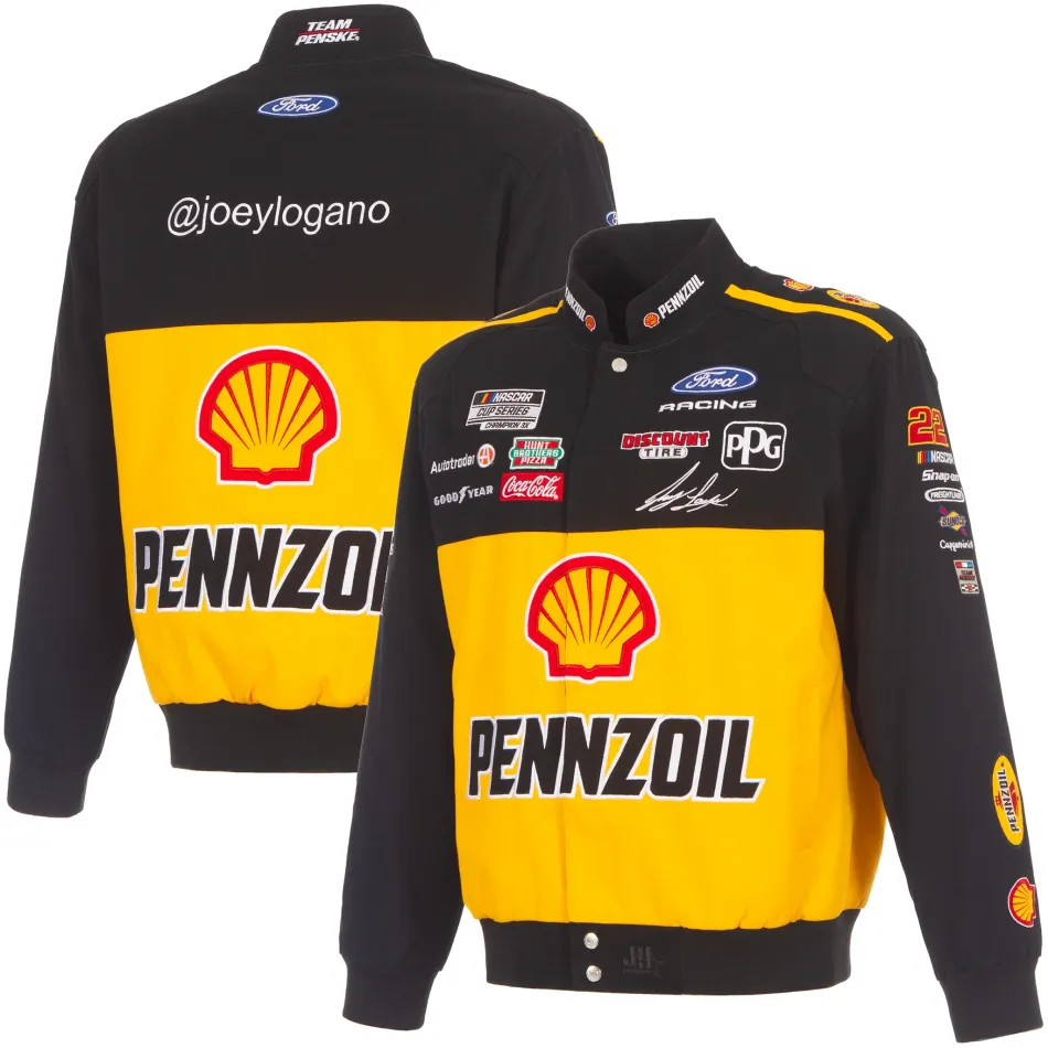 #22 Joey Logano - Nascar - Pennzoil Full-Snap Racing Jacke in schwarz