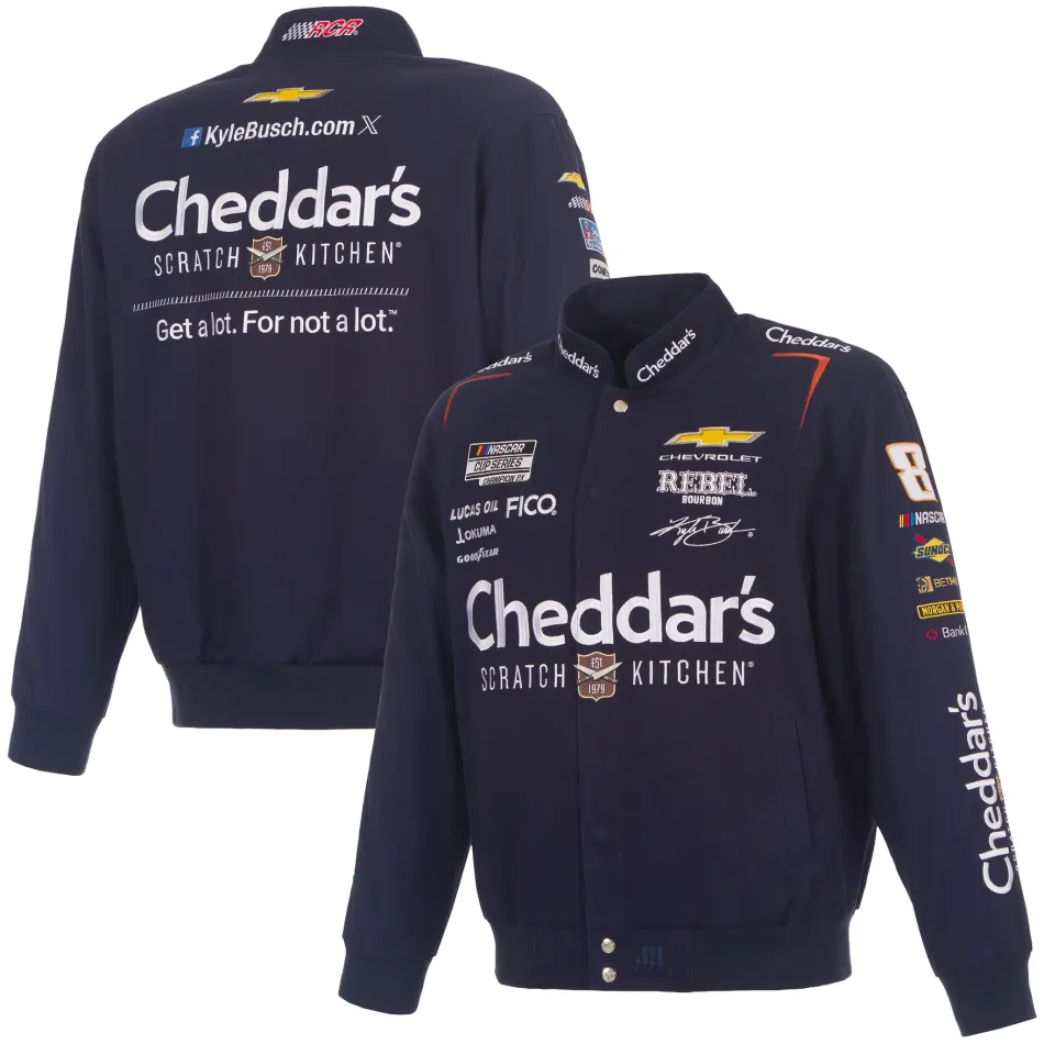 # 8 Kyle Busch - Nascar - Cheddar´s Full-Snap Racing Jacke in schwarz