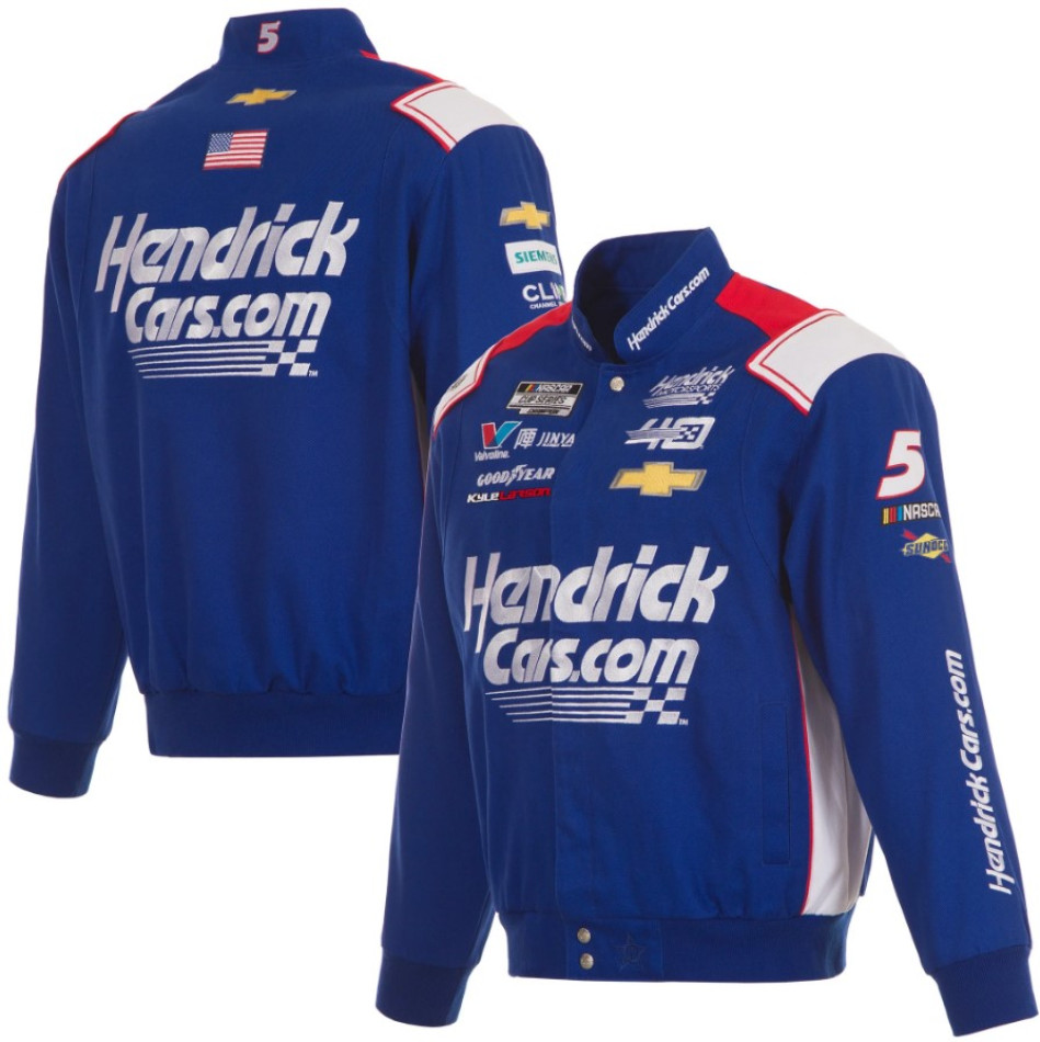 # 5 Kyle Larson - Nascar - Hendrick Full-Snap Racing Jacke in Royal-Blau