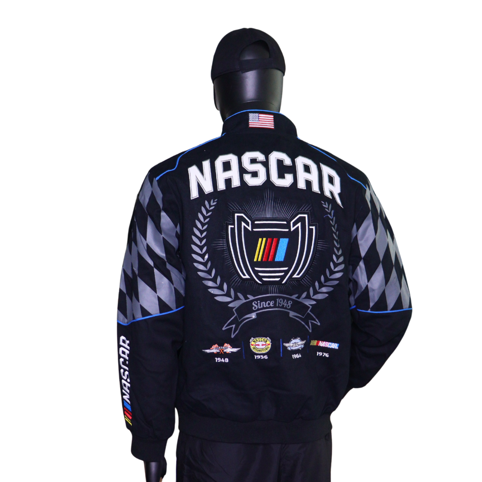 NASCAR - bestickte Full-Snap NASCAR Racing Jacke Design 2026 - in schwarz