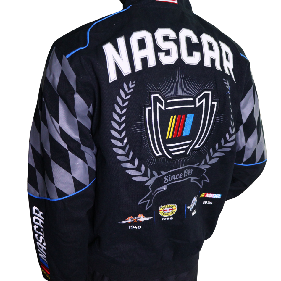 NASCAR - bestickte Full-Snap NASCAR Racing Jacke Design 2026 - in schwarz