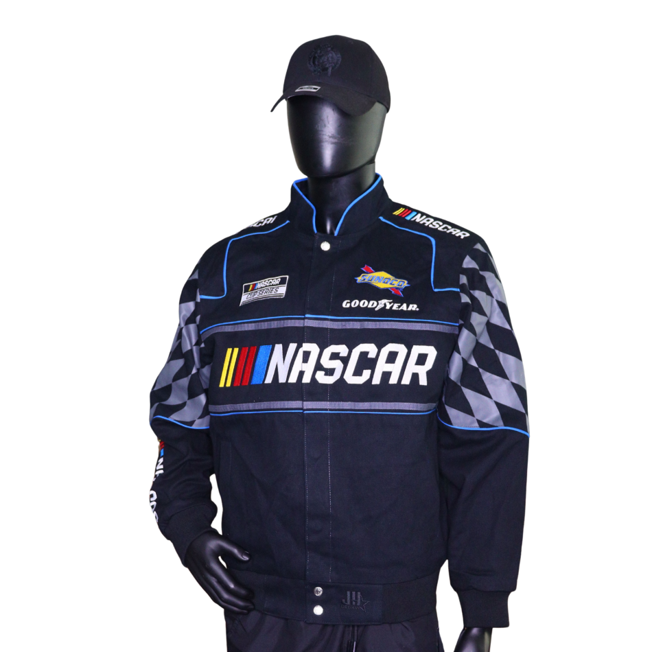 NASCAR - bestickte Full-Snap NASCAR Racing Jacke Design 2026 - in schwarz