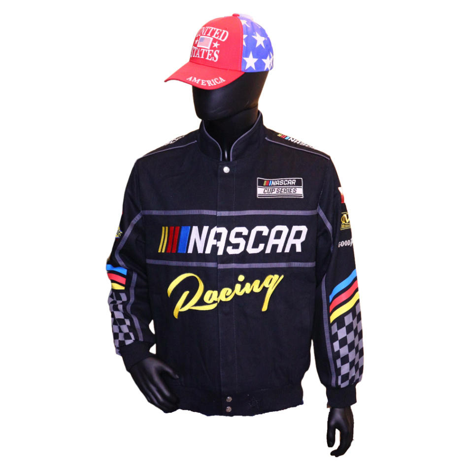Best Racing Jacket NASCAR Racing Jacket - black Racing Jacket with extensive embroidery ...
