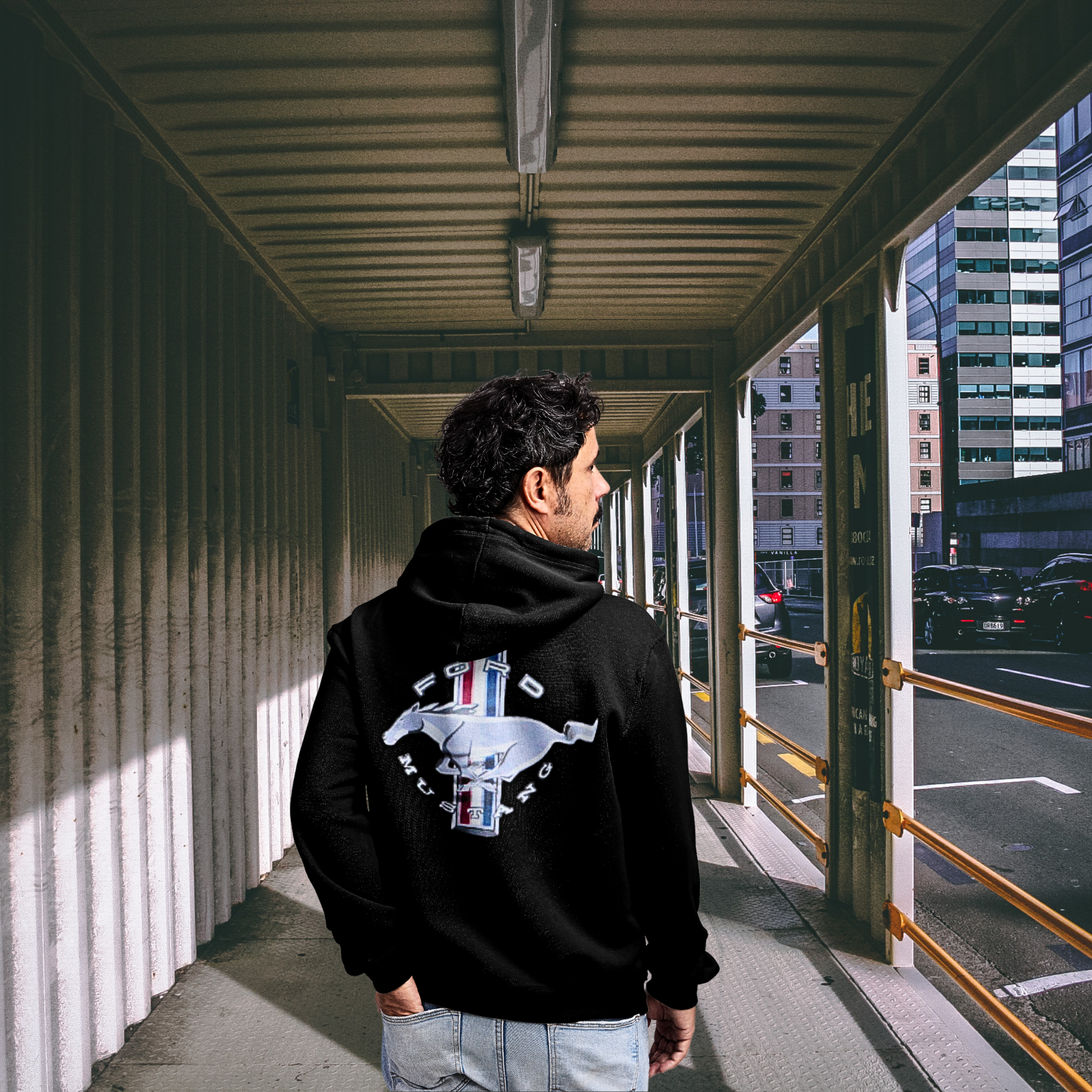 Ford Hoodie JH Design Group Mens Chevy Corvette Hoodie Distressed