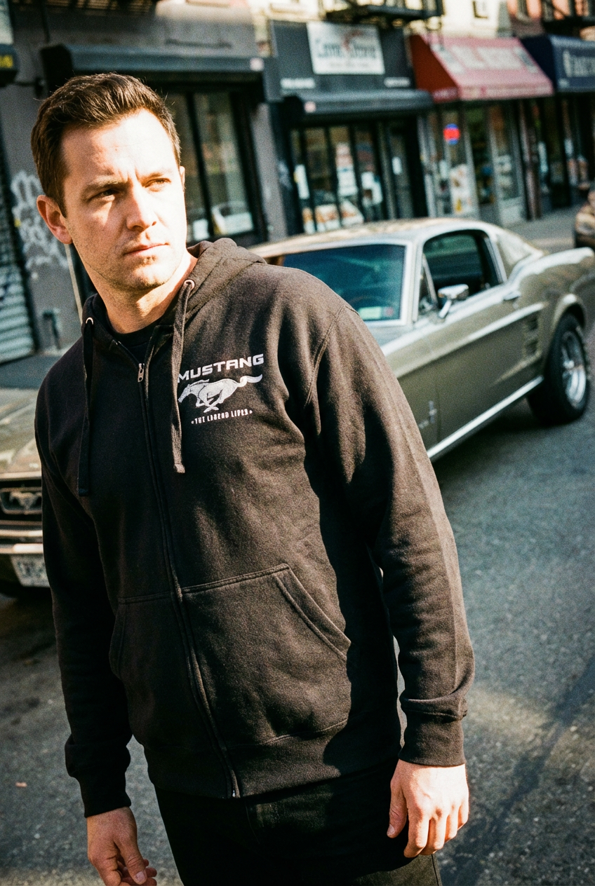 FORD MUSTANG Kapuzenpullover Hoodie Grille Licensed Product US Emblem