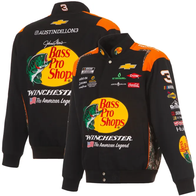 # 3 Austin Dillon - Nascar - Bass Pro Shops Full-Snap Racing Jacke in schwarz