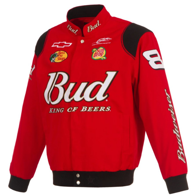 # 8 Dale Earnhardt Jr. - Full-Snap Racing Jacke Budweiser Design in rot