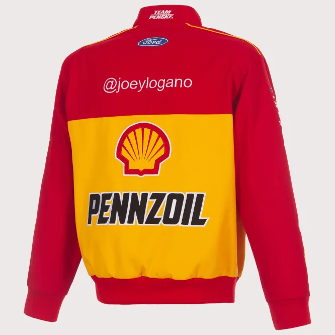 #22 Joey Logano - Nascar - Pennzoil Full-Snap Racing Jacke in gelb-rot