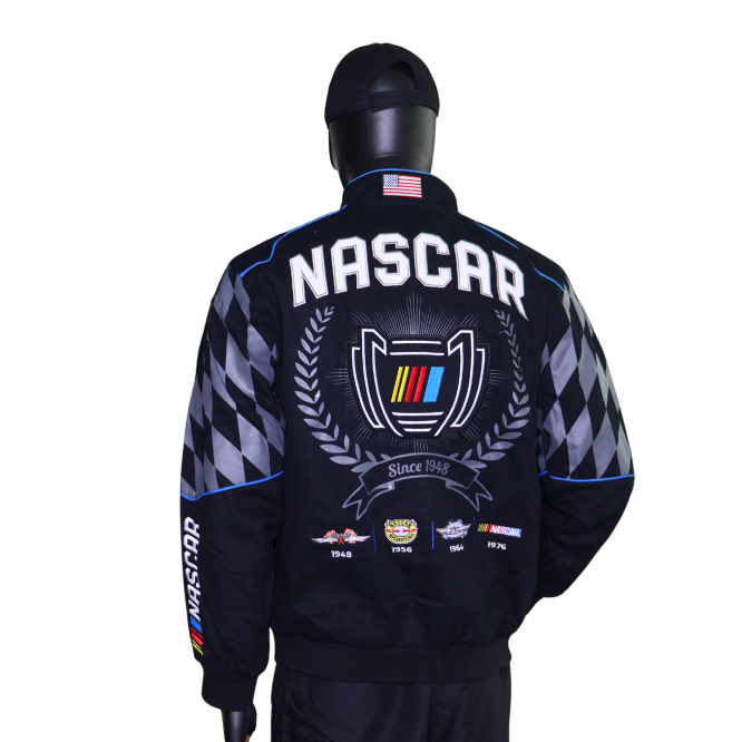 NASCAR - bestickte Full-Snap NASCAR Racing Jacke Design 2026 - in schwarz