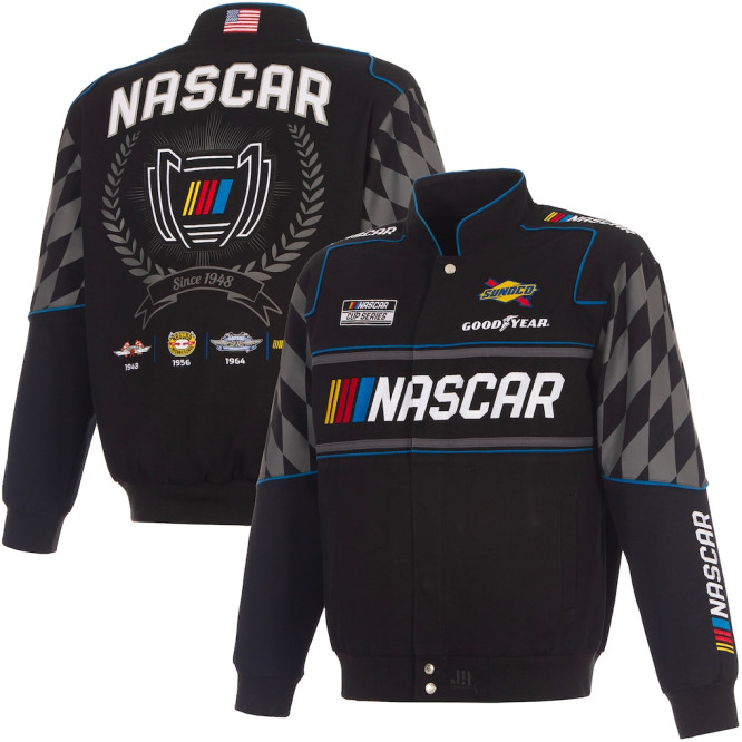 NASCAR - bestickte Full-Snap NASCAR Racing Jacke Design 2026 - in schwarz