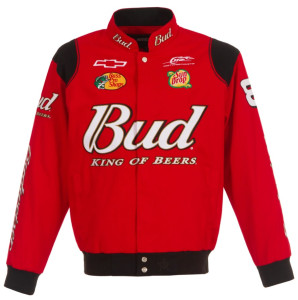 # 8 Dale Earnhardt Jr. - Full-Snap Racing Jacke Budweiser Design in rot